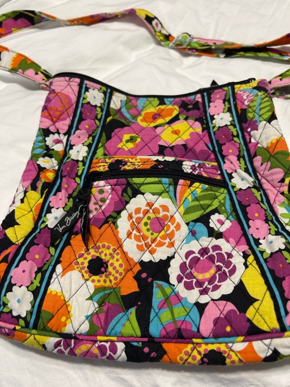 Vera Bradley Bright Floral Quilted Crossbody - Pink, Yellow & Green